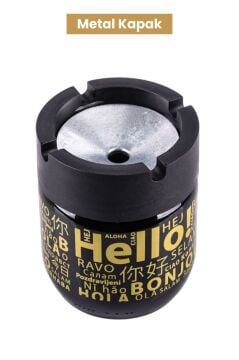 2 Adet Cam Gövdeli Metal Kapaklı Kokusuz Dumansız Küllük, Koku Hapsetme Özellikli Şık Tasarım Siyah