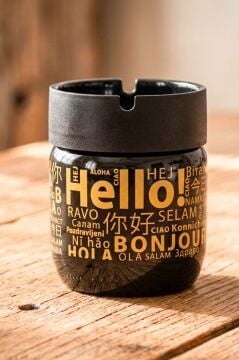 2 Adet Cam Gövdeli Metal Kapaklı Kokusuz Dumansız Küllük, Koku Hapsetme Özellikli Şık Tasarım Siyah