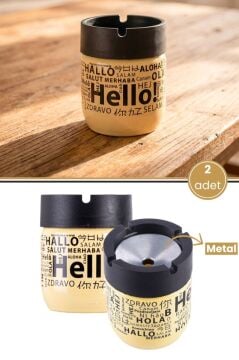 2 Adet Cam Gövdeli Metal Kapaklı Kokusuz Dumansız Küllük, Koku Hapsetme Özellikli Şık Tasarım Sarı