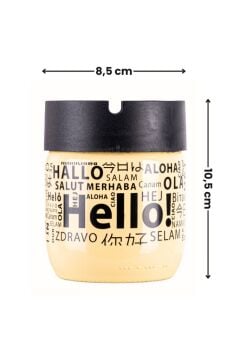 2 Adet Cam Gövdeli Metal Kapaklı Kokusuz Dumansız Küllük, Koku Hapsetme Özellikli Şık Tasarım Sarı