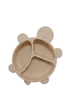Kaplumbağa Figürlü 3 Bölmeli Bebek Mama Tabağı, Ek Gıda Beslenme Tabağı Plastik BPA Free