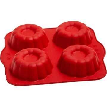 SİLİCOLİFE 4'LÜ YONCA KEK KALIBI Kırmızı