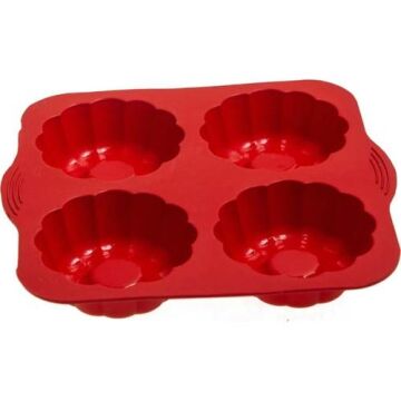 SİLİCOLİFE 4'LÜ YONCA KEK KALIBI Kırmızı