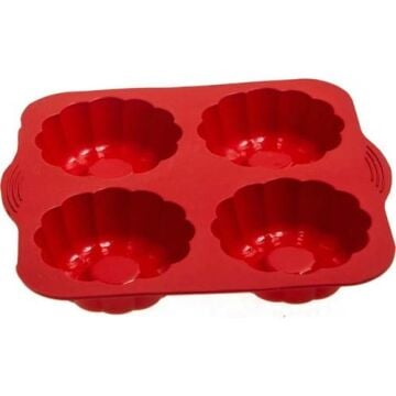 SİLİCOLİFE 4'LÜ YONCA KEK KALIBI Kırmızı