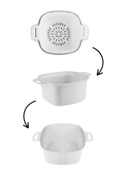 Badyalı Çok Amaçlı Süzgeç, Kulplu Makarna Meyve Sebze Süzgeci ve Karıştırma Kabı Seti 4 Litre