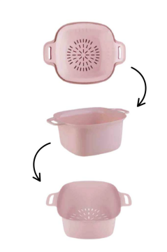 Badyalı Çok Amaçlı Süzgeç, Kulplu Makarna Meyve Sebze Süzgeci ve Karıştırma Kabı Seti 4 Litre