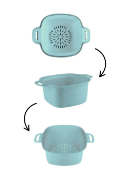 Badyalı Çok Amaçlı Süzgeç, Kulplu Makarna Meyve Sebze Süzgeci ve Karıştırma Kabı Seti 4 Litre