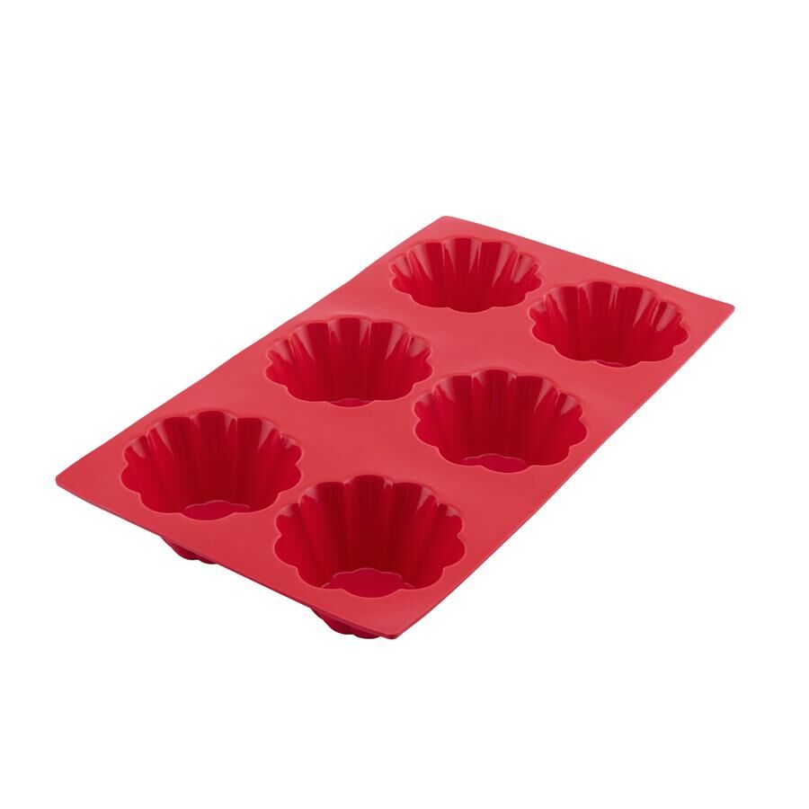 SİLİCOLİFE 6'LI YONCA KEK VE SUFLE KALIBI Kırmızı