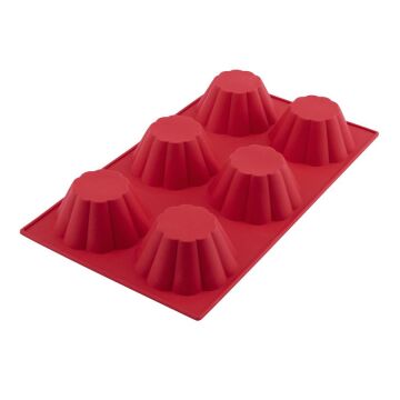 SİLİCOLİFE 6'LI YONCA KEK VE SUFLE KALIBI Kırmızı