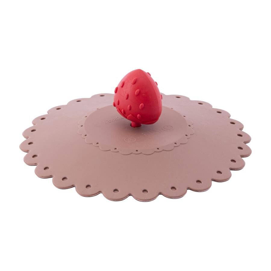 Toz Geçirmez Ve Isı Koruyucu Bardak Kapağı, Çilek Figürlü Silikon Bardak Kapağı KAHVERENGİ