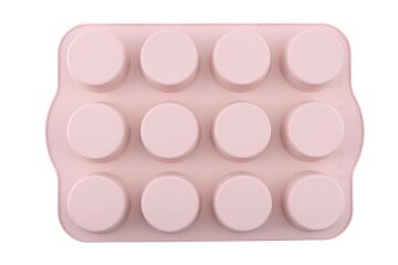 SİLİCOLİFE 12'Lİ SİLİNDİR MUFFİN KALIBI SOFT PEMBE