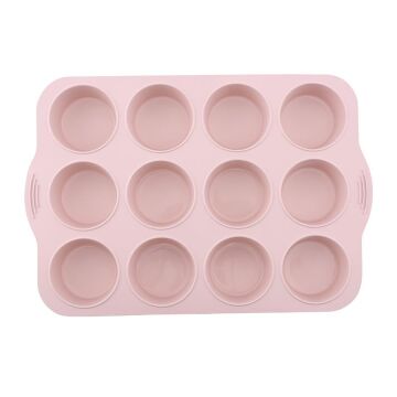 SİLİCOLİFE 12'Lİ SİLİNDİR MUFFİN KALIBI SOFT PEMBE