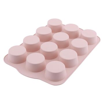 SİLİCOLİFE 12'Lİ SİLİNDİR MUFFİN KALIBI SOFT PEMBE