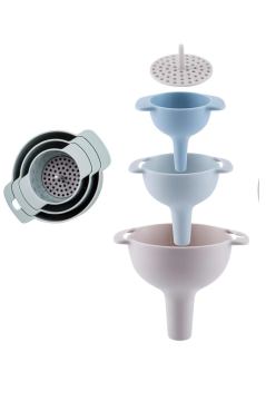 Süzgeçli Huni Seti, Çok Amaçlı Yağlık Sirkelik Huni 4’lü Set (3Boy+Süzgeç)