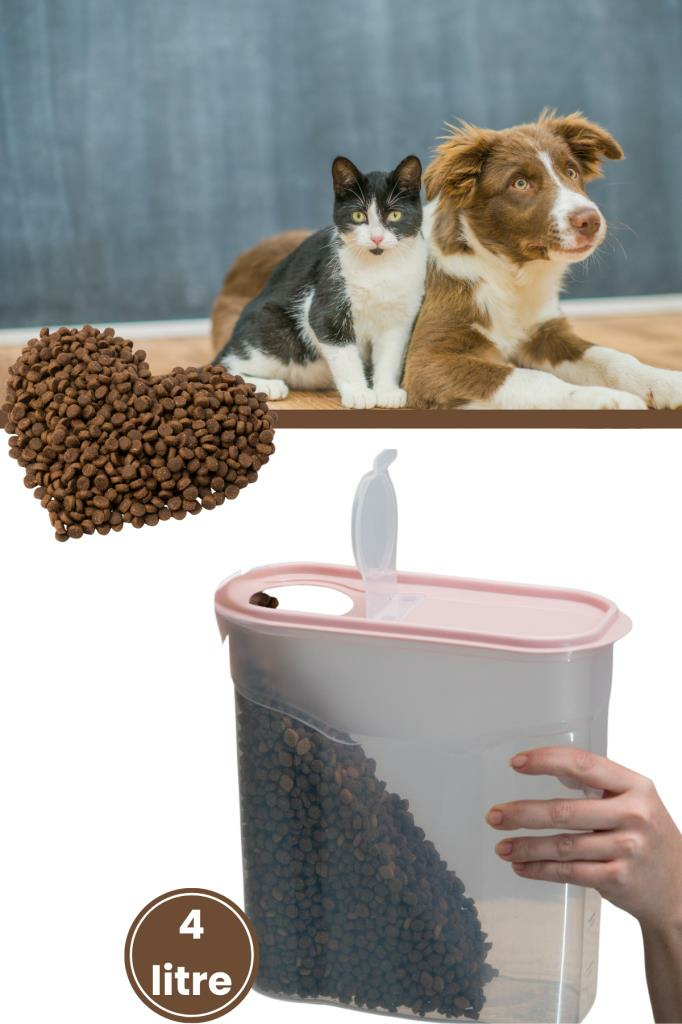 Kedi Köpek Mama Saklama Kabı, Evcil Hayvan Kuru Mama Erzak Kutusu Şeffaf 4000ml