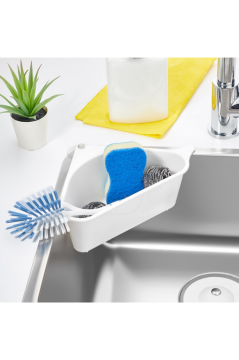 Süzgeçli Lavabo İçi Köşe Düzenleyici, Mutfak Evye Organizeri Bulaşık Süngerliği Fırça Tutucu