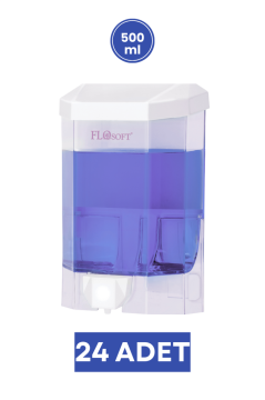 Flosoft F032 Eko Sıvı Sabunluk 500 ml 24 Adet, Duvara Monte Şeffaf Hazneli Sabun Dispenseri 1 Koli=24 adet