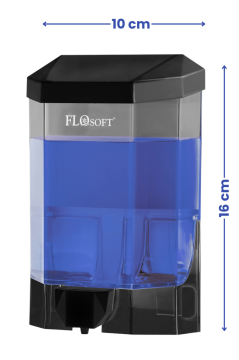 Flosoft F032S Eko Sıvı Sabunluk 500 ml Siyah 24 Adet, Duvara Monte Şeffaf Hazneli Sabun Dispenseri 1 Koli=24 adet