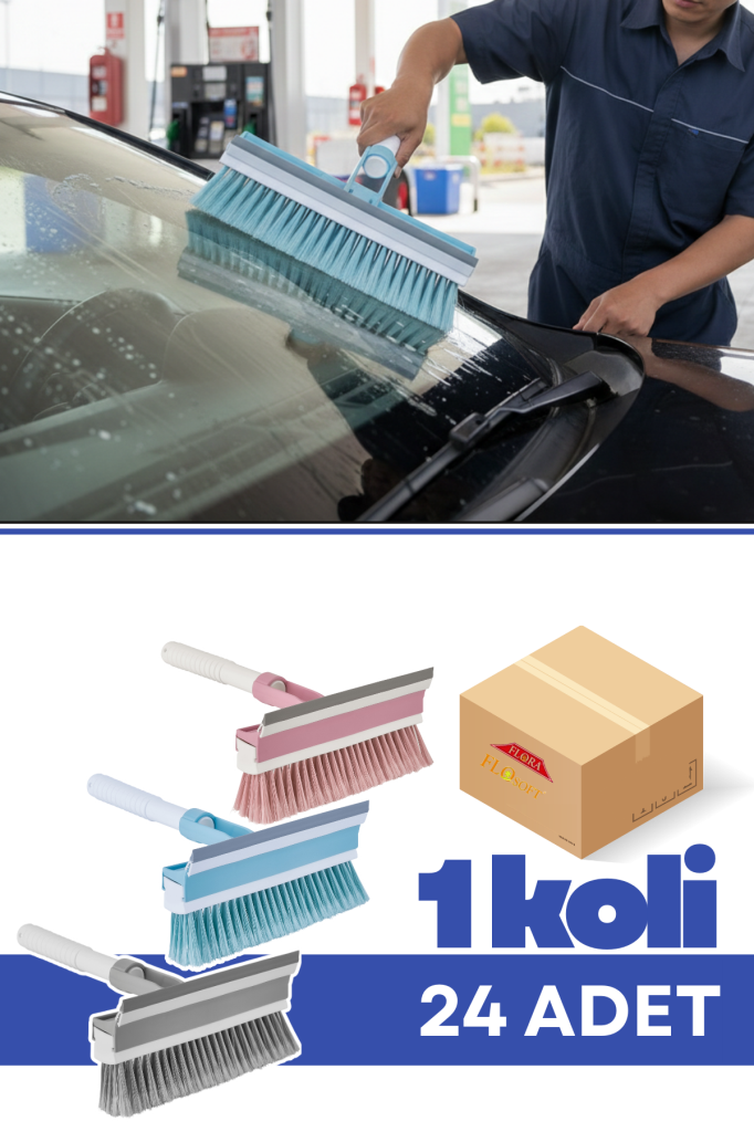 Flora F010 Fırçalı Camsil 24 Adet - Cam Yıkama Fırçalama ve Çekme Aparatı 1 Koli=24 Adet