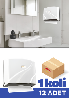 Flosoft F177 200’lü Z Katlamalı Kağıt Havlu Dispenseri 12 Adet Beyaz, 200 Kağıt Kapasiteli Duvara Monte Hijyenik Havluluk 1 Koli=12 Adet