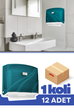 Flosoft F177 200’lü Z Katlamalı Kağıt Havlu Dispenseri 12 Adet Mavi, 200 Kağıt Kapasiteli Duvara Monte Hijyenik Havluluk 1 Koli=12 Adet