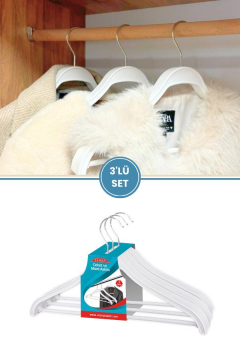 Takım Elbise, Ceket, Mont Askısı Barlı Döner Başlıklı 3'lü Set Beyaz