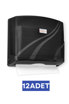 Flosoft F177 200’lü Z Katlamalı Kağıt Havlu Dispenseri 12 Adet Siyah, 200 Kağıt Kapasiteli Duvara Monte Hijyenik Havluluk 1 Koli=12 Adet