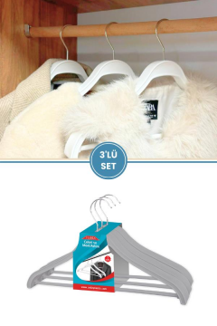 Takım Elbise, Ceket, Mont Askısı Barlı Döner Başlıklı 3'lü Set Gri