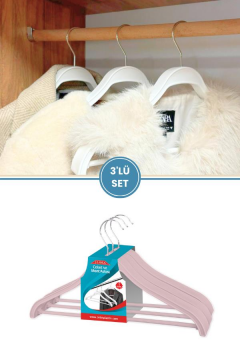 Takım Elbise, Ceket, Mont Askısı Barlı Döner Başlıklı 3'lü Set Pembe