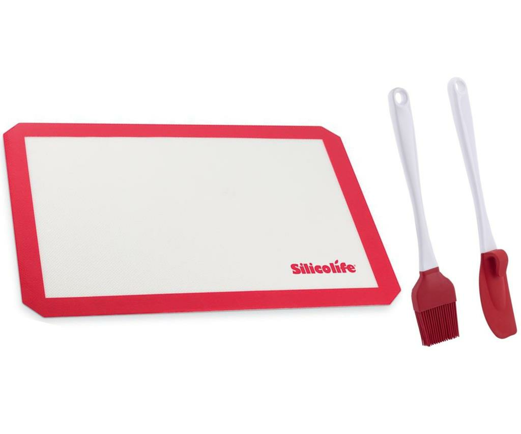 Silicolife Yanmaz Yapışmaz Pişirme Matı Silpat, Silkon Spatula ve Fırça Seti