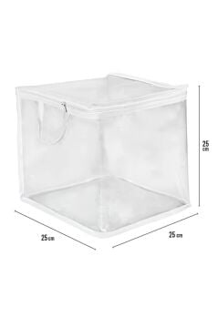 Şeffaf Mini Hurç, Fermuarlı Çorap İç Çamaşırı Oyuncak Düzenleyici Dolap İçi Saklama Kutusu 25x25cm