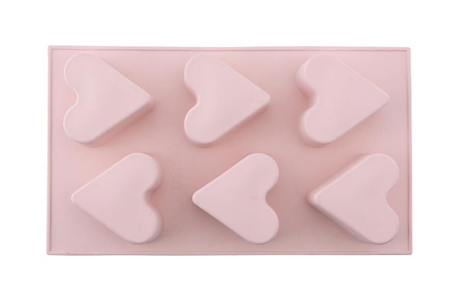 SİLİCOLİFE 6 LI KALP MUFFİN KURABİYE VE KEK KALIBI SOFT PEMBE
