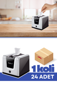 Flosoft F290B Modern Peçetelik Beyaz 24 Adet, Şık Tasarım Tekli Çekim Masa Üstü Peçete Dispenseri 1 Koli=24 Adet