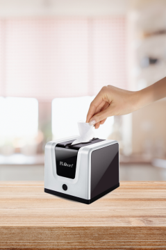 Flosoft F290B Modern Peçetelik Beyaz 24 Adet, Şık Tasarım Tekli Çekim Masa Üstü Peçete Dispenseri 1 Koli=24 Adet