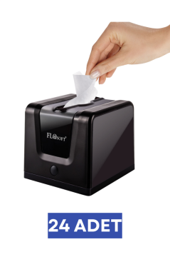 Flosoft F290S Modern Peçetelik Siyah 24 Adet, Şık Tasarım Tekli Çekim Masa Üstü Peçete Dispenseri 1 Koli=24 Adet