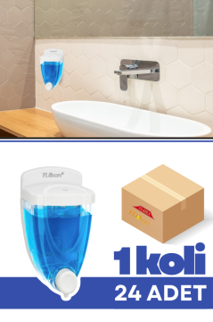 Flosoft F015 Sıvı Sabunluk 350 ml 24 Adet, Şeffaf Hazneli Duvara Monte Sabun Dispenseri 1 Koli=24 Adet