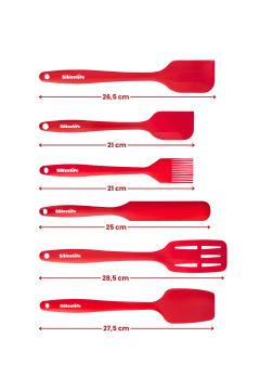Silikon Mutfak Seti 6’lı, Isıya Dayanıklı Yanmaz Yapışmaz Silikon Spatula Seti 6 Parça Kırmızı