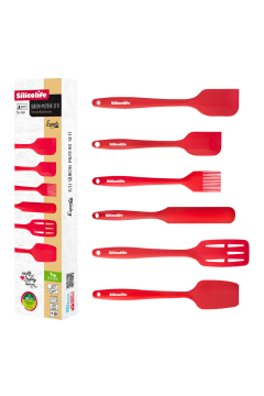 Silikon Mutfak Seti 6’lı, Isıya Dayanıklı Yanmaz Yapışmaz Silikon Spatula Seti 6 Parça Kırmızı