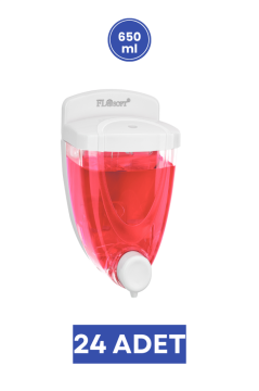 Flosoft F011 Sıvı Sabunluk 650 ml 24 Adet, Şeffaf Hazneli Duvara Monte Sabun Dispenseri 1 Koli=24 Adet