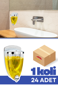 Flosoft F016 Krom Sıvı Sabunluk 650 ml 24 Adet, Şık Tasarım Duvara Monte Sabun Dispenseri 1 Koli=24 Adet