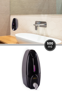 Flosoft F160S Pratik Kapaklı Siyah Köpük Verici 500 ml, Duvara Monte Ekonomik Köpük Sabun Dispenseri