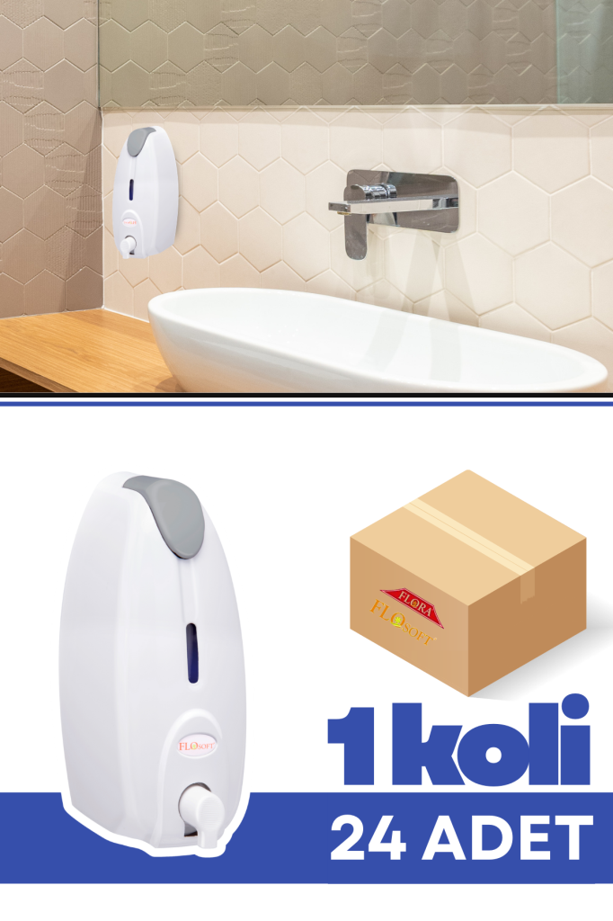 Flosoft F160 Pratik Kapaklı Köpük Verici 500 ml 24 Adet, Duvara Monte Ekonomik Köpük Sabun Dispenseri 1 Koli=24 Adet