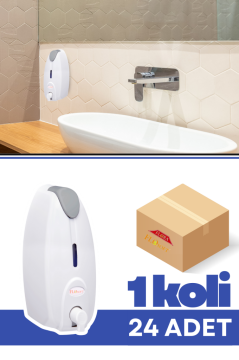 Flosoft F160 Pratik Kapaklı Köpük Verici 500 ml 24 Adet, Duvara Monte Ekonomik Köpük Sabun Dispenseri 1 Koli=24 Adet