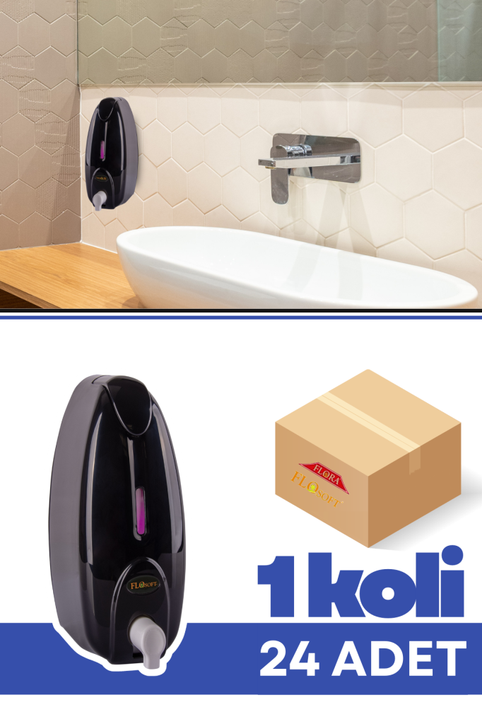 Flosoft F160S Pratik Kapaklı Siyah Köpük Verici 500 ml 24 Adet, Duvara Monte Ekonomik Köpük Sabun Dispenseri 1 Koli=24 Adet