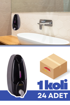 Flosoft F160S Pratik Kapaklı Siyah Köpük Verici 500 ml 24 Adet, Duvara Monte Ekonomik Köpük Sabun Dispenseri 1 Koli=24 Adet