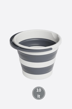 Katlanır Bebek Banyo Su Kovası, Saplı Oluklu Akordiyon Çok Amaçlı Kova Sepet 10 lt Gri