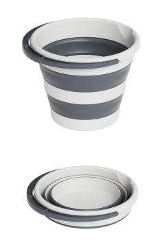 Katlanır Bebek Banyo Su Kovası, Saplı Oluklu Akordiyon Çok Amaçlı Kova Sepet 10 lt Gri