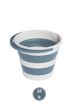 Katlanır Bebek Banyo Su Kovası, Saplı Oluklu Akordiyon Çok Amaçlı Kova Sepet 10 lt Mavi