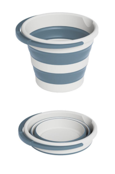 Katlanır Bebek Banyo Su Kovası, Saplı Oluklu Akordiyon Çok Amaçlı Kova Sepet 10 lt Mavi