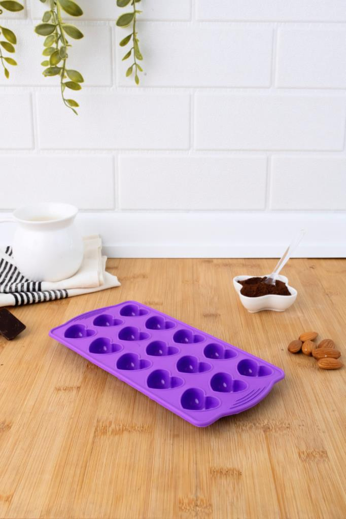 SİLİCOLİFE KALP ÇİKOLATA VE BUZ KALIBI (VAKUMLU) LİLA